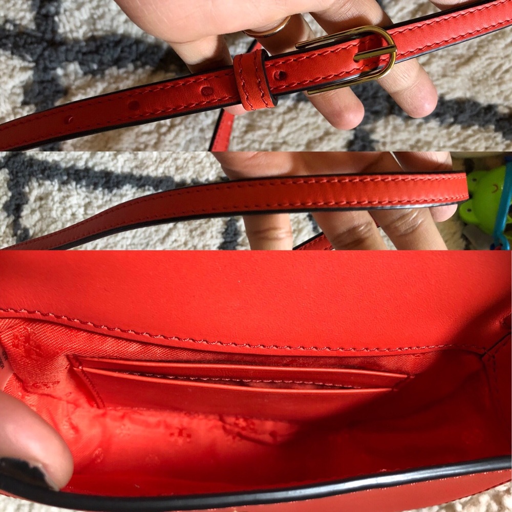 Auth Tory Burch Poppy Red Mini Saddles Crossbody - Picture 6 of 8